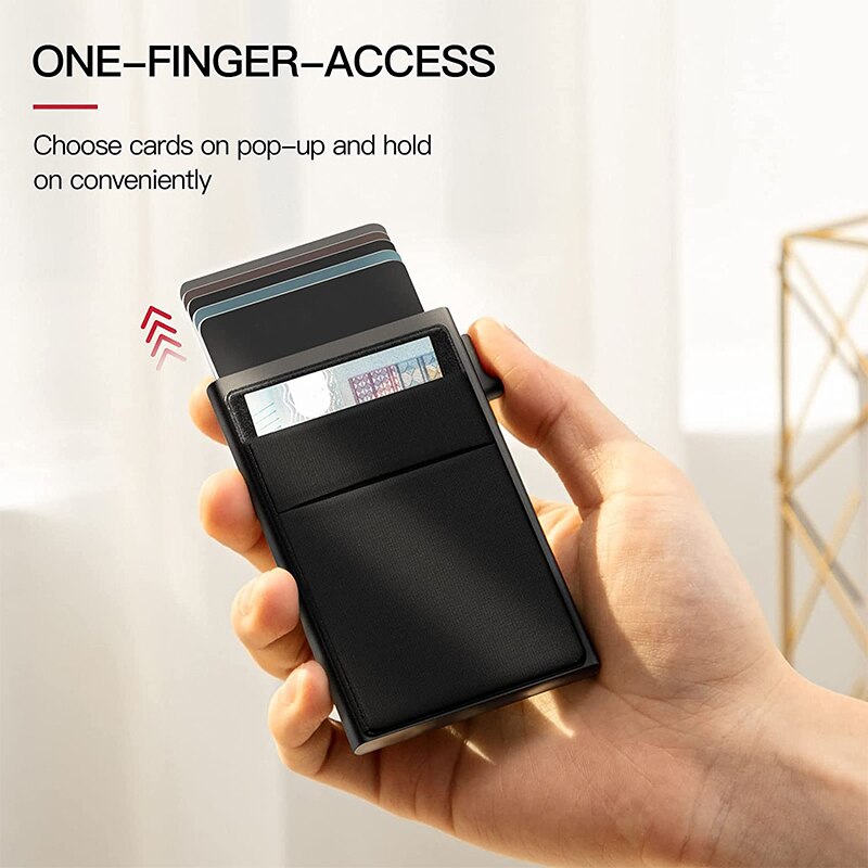 Tarjetero Rfid para hombre, Mini Carteras minimalistas finas y delgadas, tarjetero de identificación bancaria de Metal de lujo, cartera para hombre, Carteras a elegir