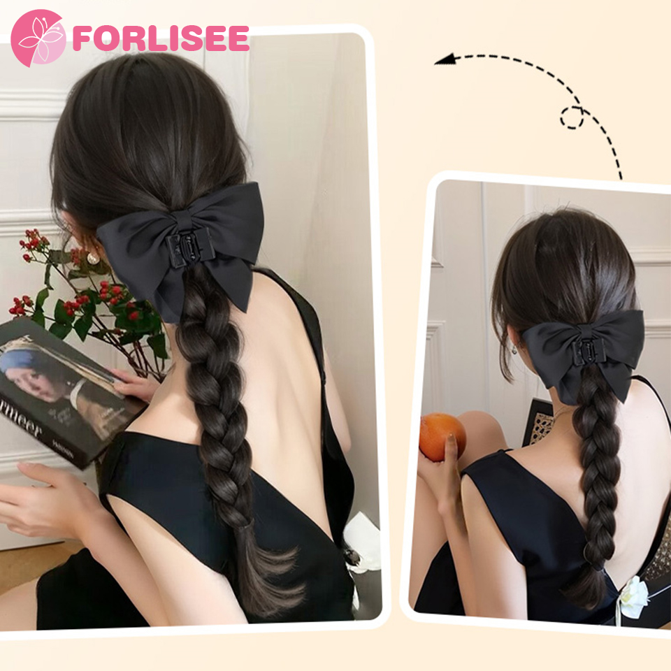 FORLISEE สังเคราะห์โบว์หางม้าวิกผมผู้หญิง Claw คลิปผมหางม้าสูง Curly ผมธรรมชาติสไตล์จีนใหม่ Braid หางม้า