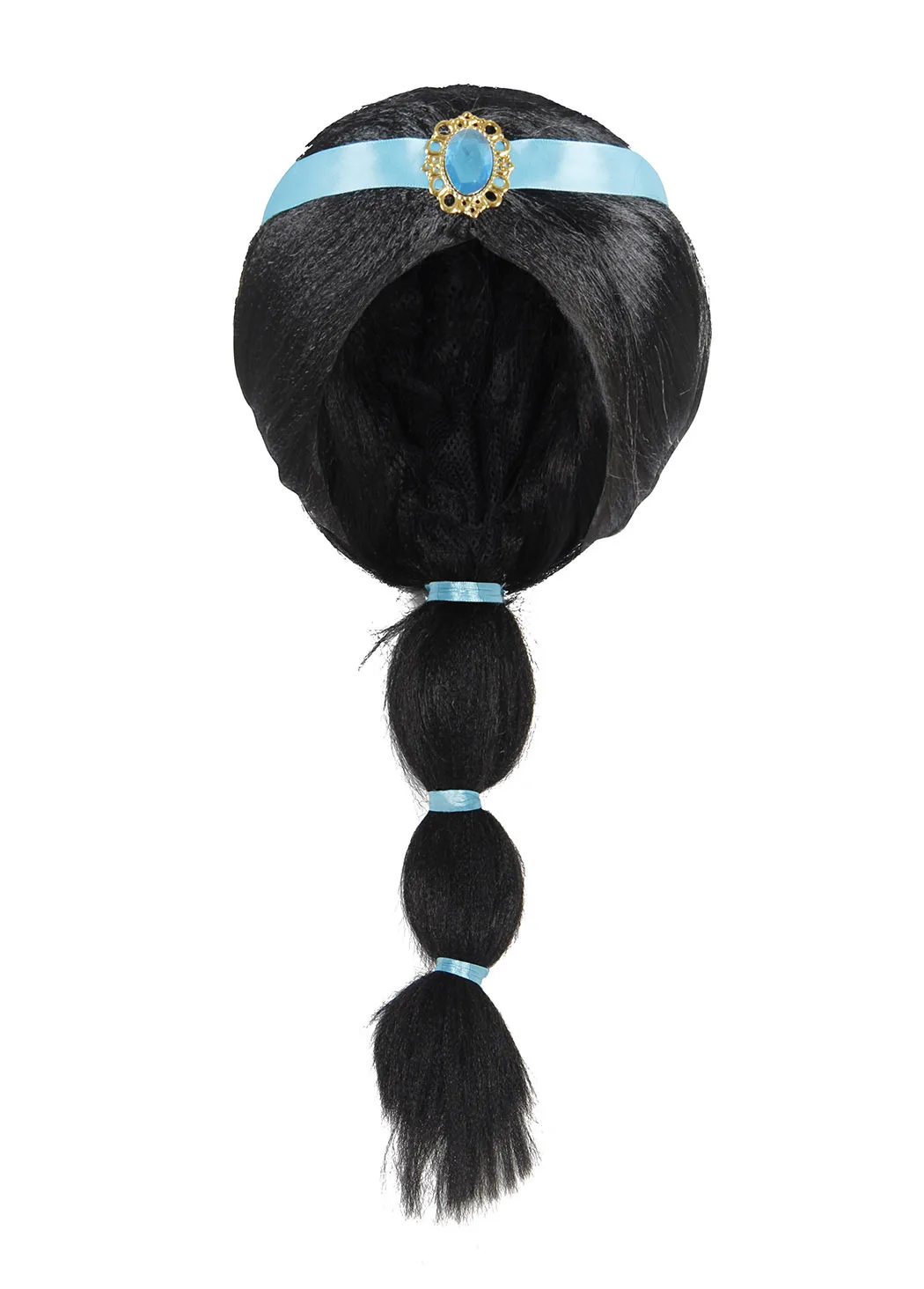 Lampada di Aladino Halloween Ragazze Principessa Jasmine Capelli Parrucca lunga nera Fantasia Bambini Parrucca da donna Travestimento Bambino Cosplay Parrucca da unicorno