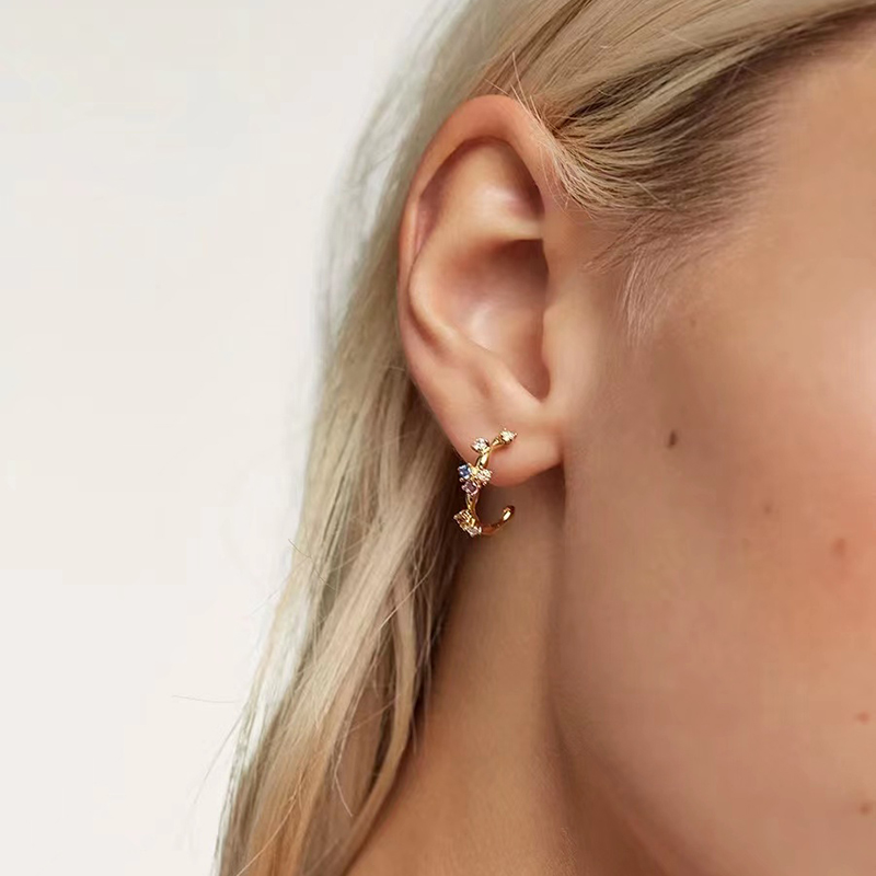 Pendientes redondos de Plata de Ley 925, pendientes de circonia coloridos a la moda, regalo de cumpleaños para joyería fina para mujer