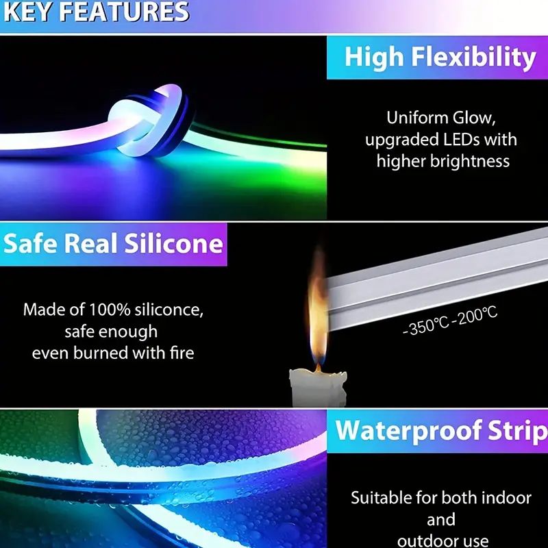 5V LED Neon Strip Lights USB Powered Music Sync 24Key Remote flessibile Sign impermeabile per luci di striscia di decorazione per interni ed esterni