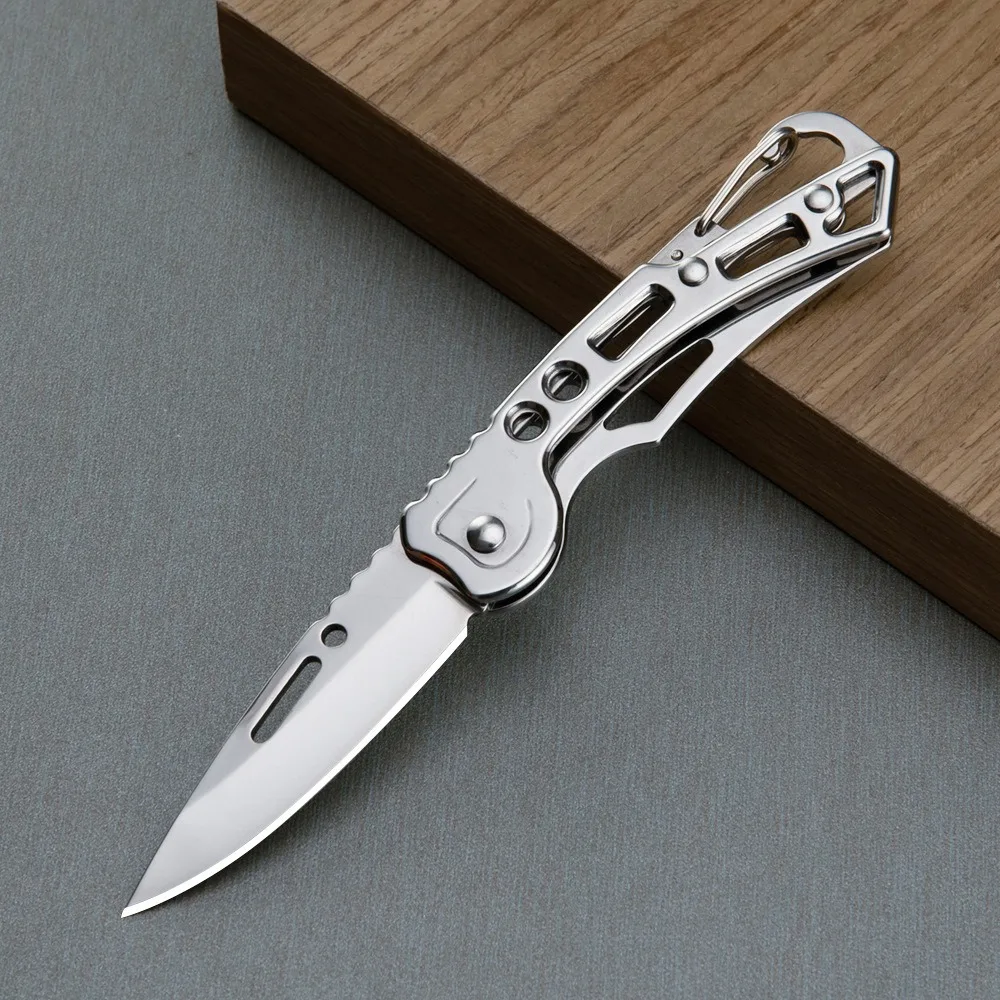 Comodo coltello tascabile in acciaio inossidabile Mini coltello pieghevole Portachiavi per difesa da portare con sé Coltello tascabile portatile Coltello da frutta