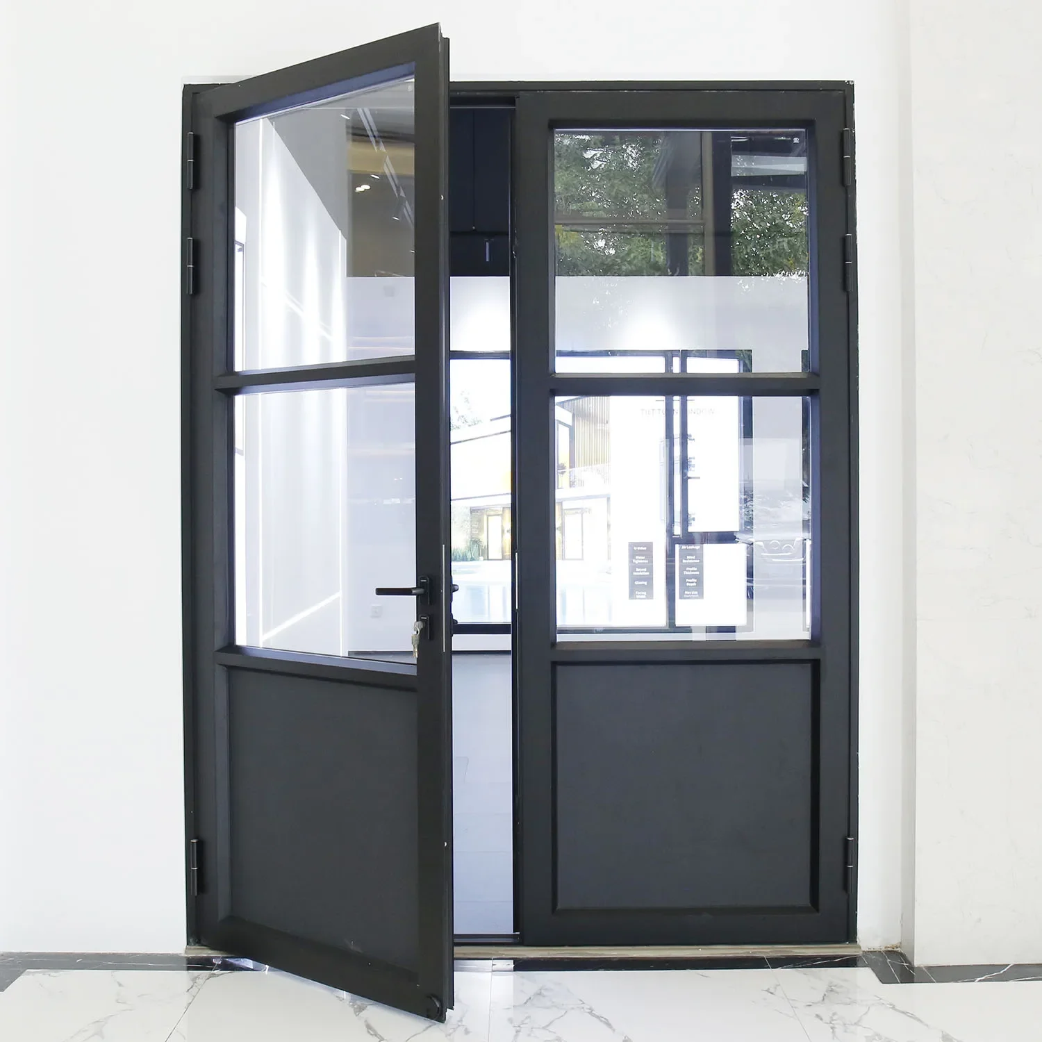 Modern Elegant French Style Steel Glass Casement Hinged Door Iron Metal Frame Interior Aluminum Doors Custom Size