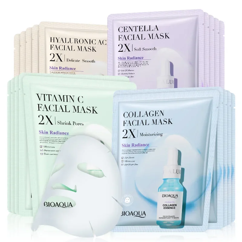 20 Miếng BIOAQUA Centella Collagen Vitamin C Mặt Nạ Dưỡng Ẩm Sảng Khoái Tấm Mặt Nạ Hyaluronic Acid Sản Phẩm Chăm Sóc Da