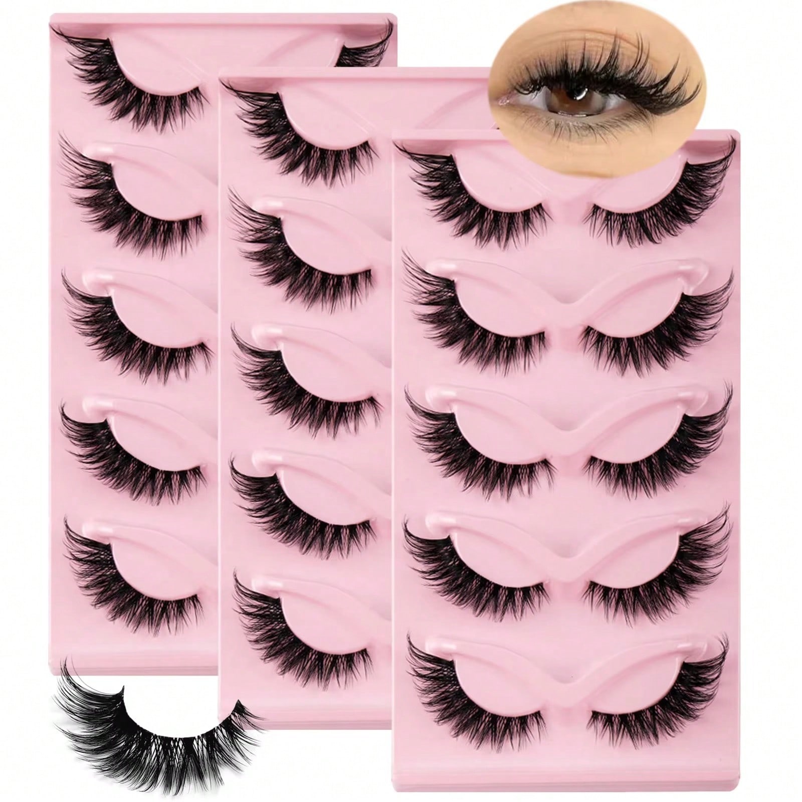 3Boxes(15Pairs) Cat Eye Lashes Fake Eyelashes Natural long Manga Lashes Winged End Eye Elongated Eyelashes Fake Lashes Makeup