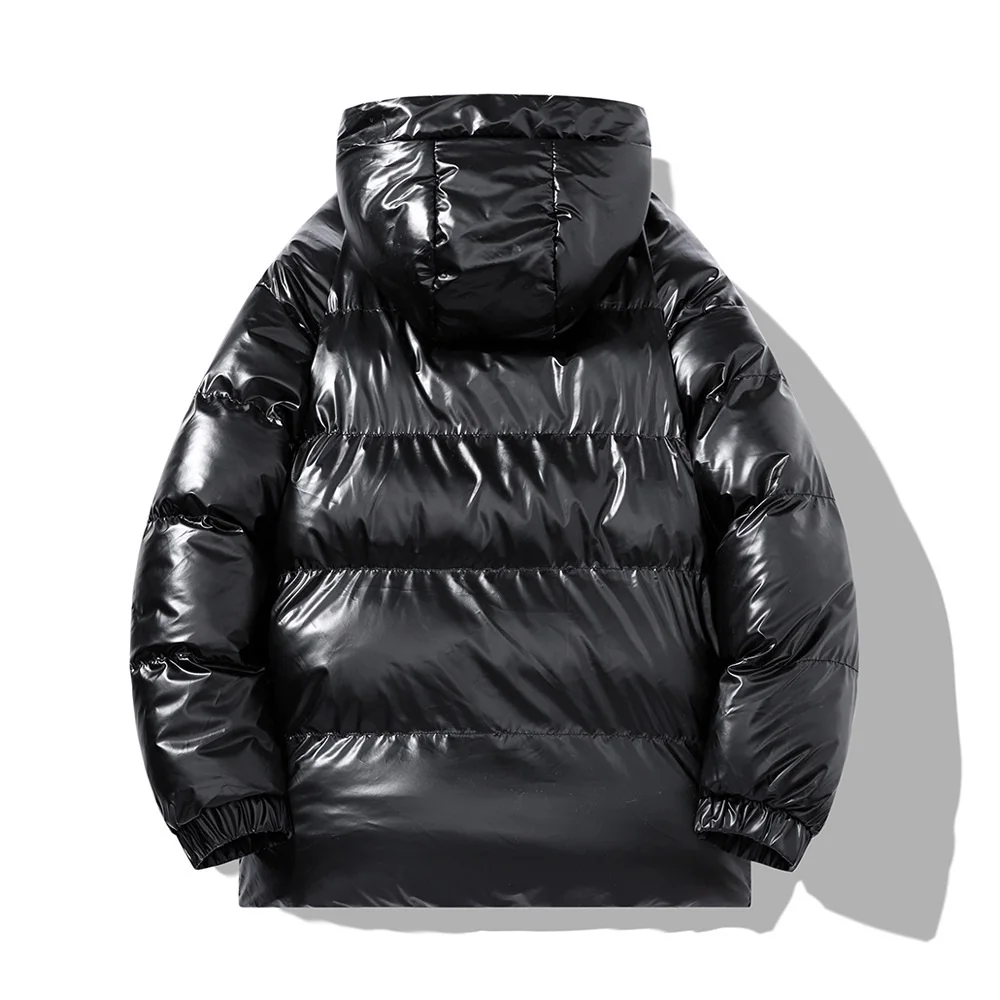 2024 Neu für Herren, Winterjacke, glänzend, mit Kapuze, Reißverschluss, Baumwolle, Daunenpolsterung, Parka, männlich, wasserdicht, Windjacke, Übergröße, Herbstmantel