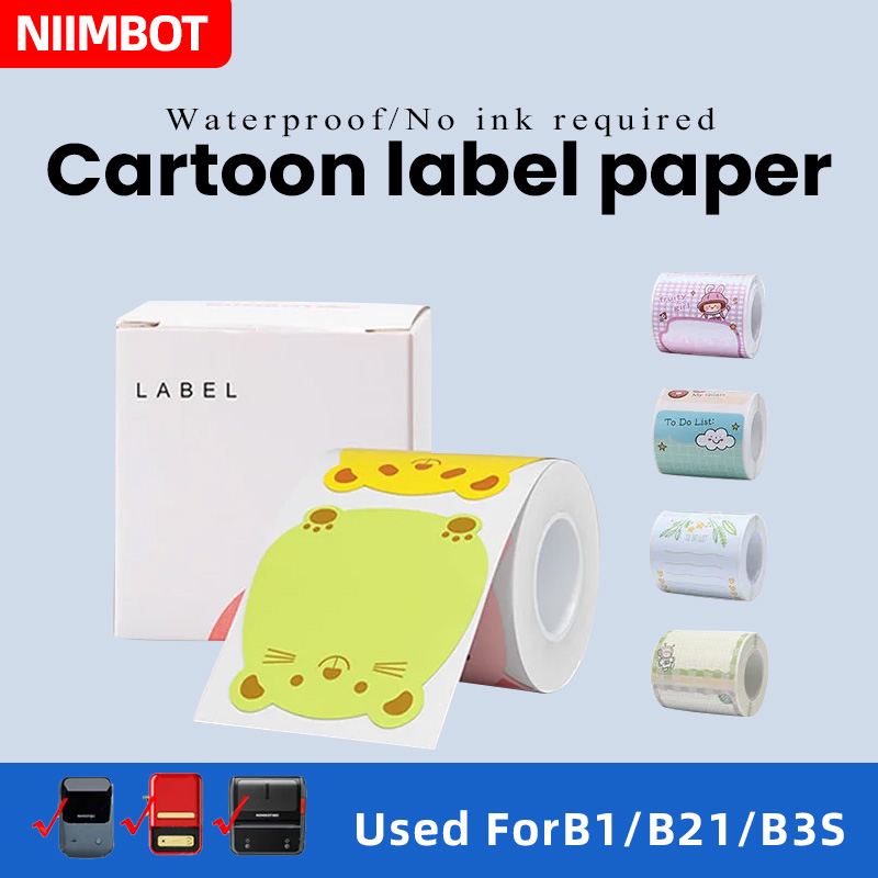 NiiMBOT B1 B21 B203 B3S Cute Label Paper Name Cartoon Cute Animal Waterproof Pattern Note Paper B3s Label Printer Thermal Paper