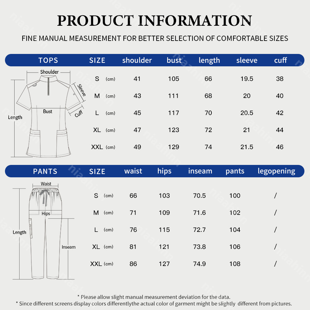 Niaahinn 남성용 의료 의류 병원 유니폼 스크럽 슈트 남성 외과 작업복 간호사 액세서리 애완 동물 미용 작업복