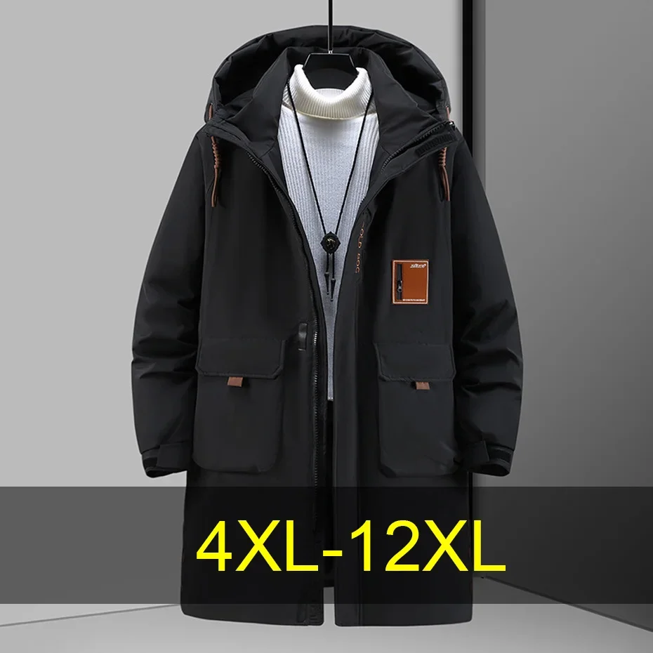 ฤดูหนาว Parkas ผู้ชาย 12XL 10XL PLUS ขนาดหนาเสื้อแจ็คเก็ตกันน้ําแฟชั่น Casual Cargo Parkas ชายขนาดใหญ่ 12XL