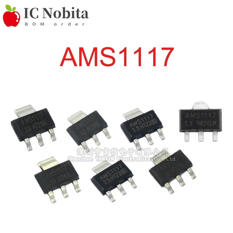 20 Chiếc AMS1117 1.2V 1.5V 1.8V 2.5V 3.3V 5V ADJ LM1117 1117 Tuyến Tính Điện Áp bộ Điều Chỉnh SOT223 IC Mới