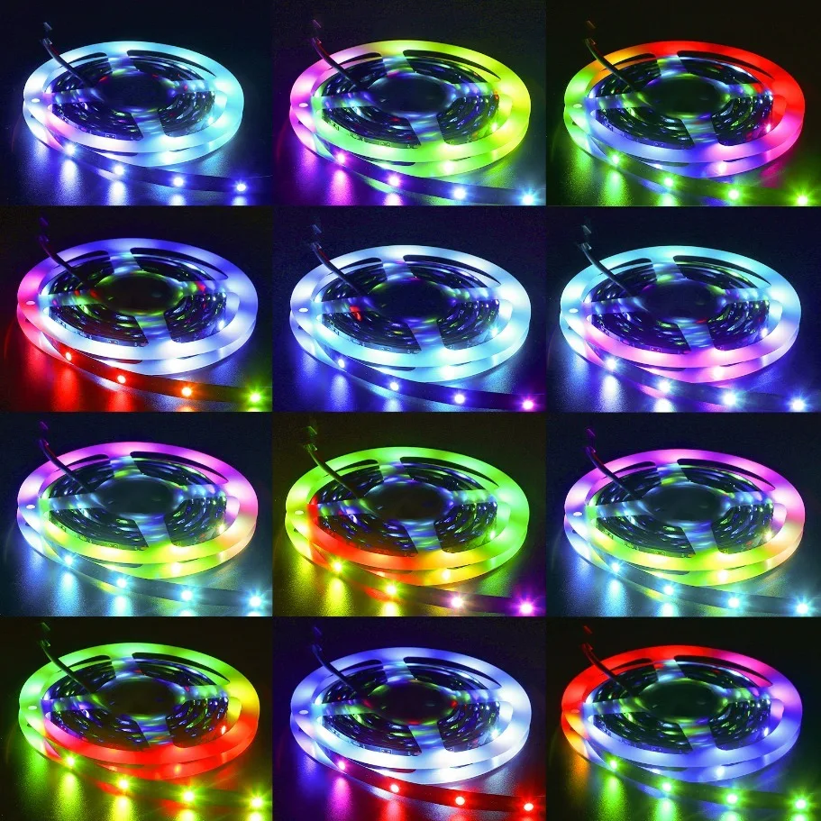 WS2812B 5050 RGBIC Smart LED Strip WS2812 Individually Addressable IC 30/60/144Pixels/Leds/m Light DC5V Black IP30/67 Waterproof