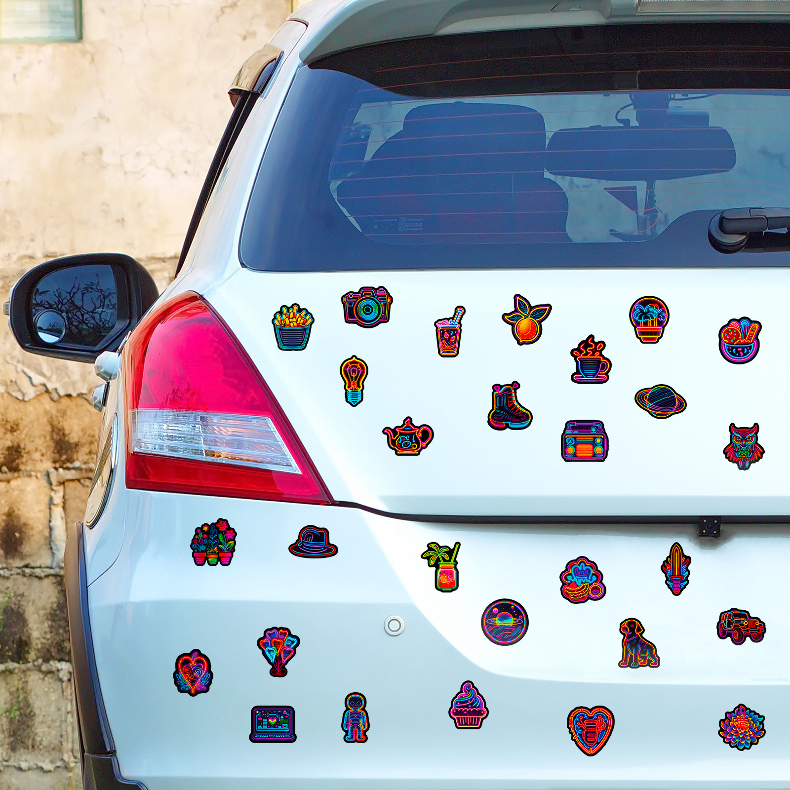 10/30/50 個新鮮なネオン PVC ステッカー美的 DIY 装飾スクラップブッキング子供の韓国文具学用品子供のための