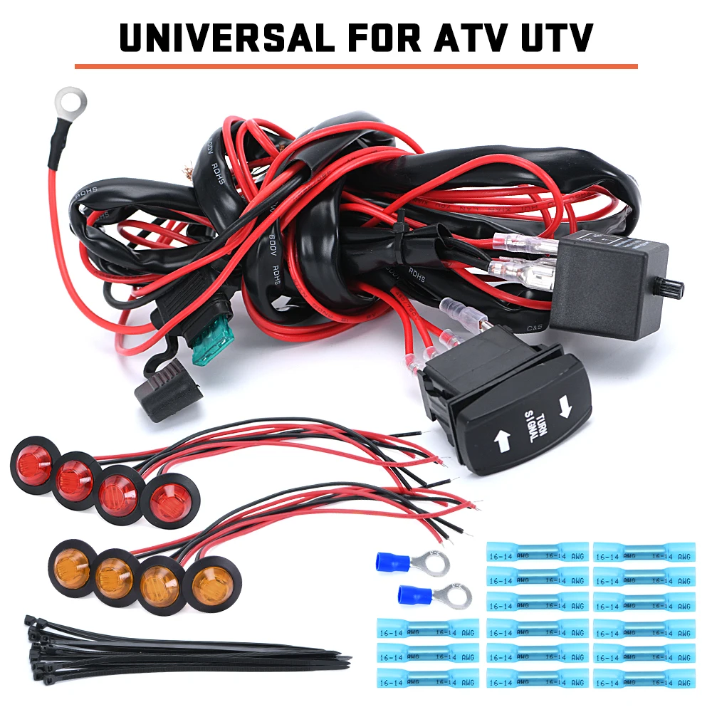 Universal 12v atv utv rocker switch turn signal kit rua legal com 8 lâmpadas de sinal esquerda & direita para polaris ranger rzr