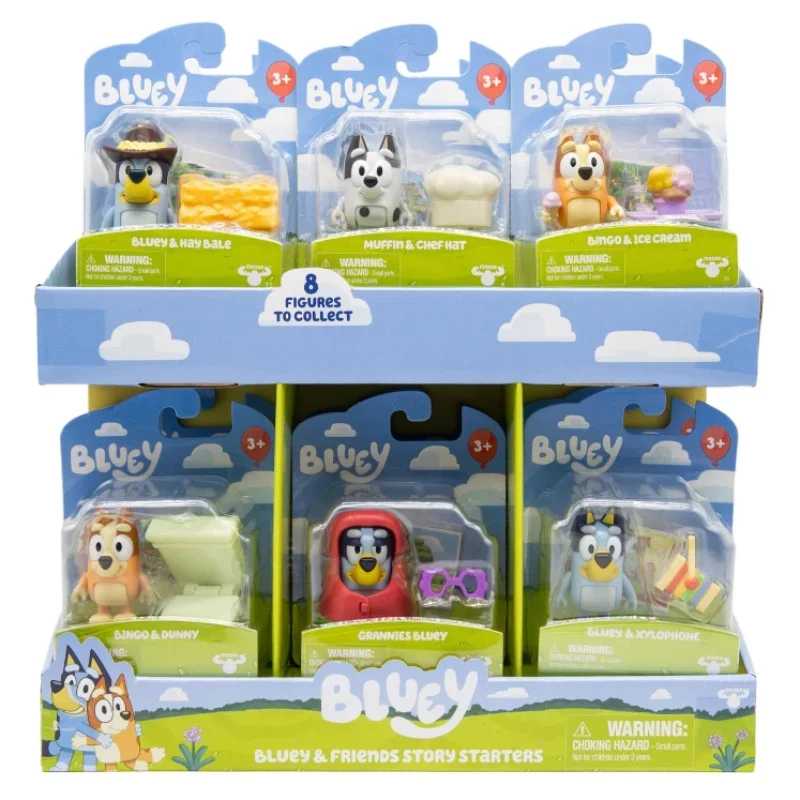 Moose Bluey Friends Story Starters Action Figure Cute Cartoon Bluey Bingo Muffin Jack Mode Toys Desktop Decorations Kids Gifts