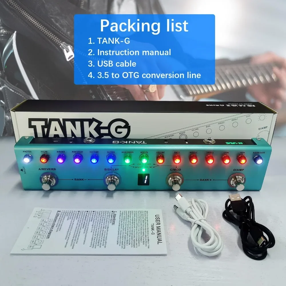 M vave Tank G Pure Digital Multi Effects Guitar Pedal Effector Reverb Delay MOD AMP Built in Rechargeable Lithium Battery