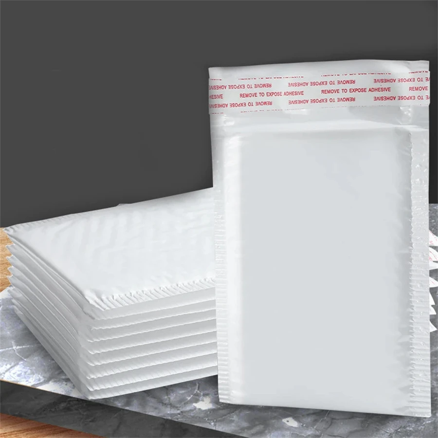50pcs Pearlescent ฟิล์มกันน้ําถุงฟองบรรจุภัณฑ์ Express กระเป๋าโฟมสีขาว Self Seal Pack กระเป๋า ShippingbagThickened ซองจดหมาย