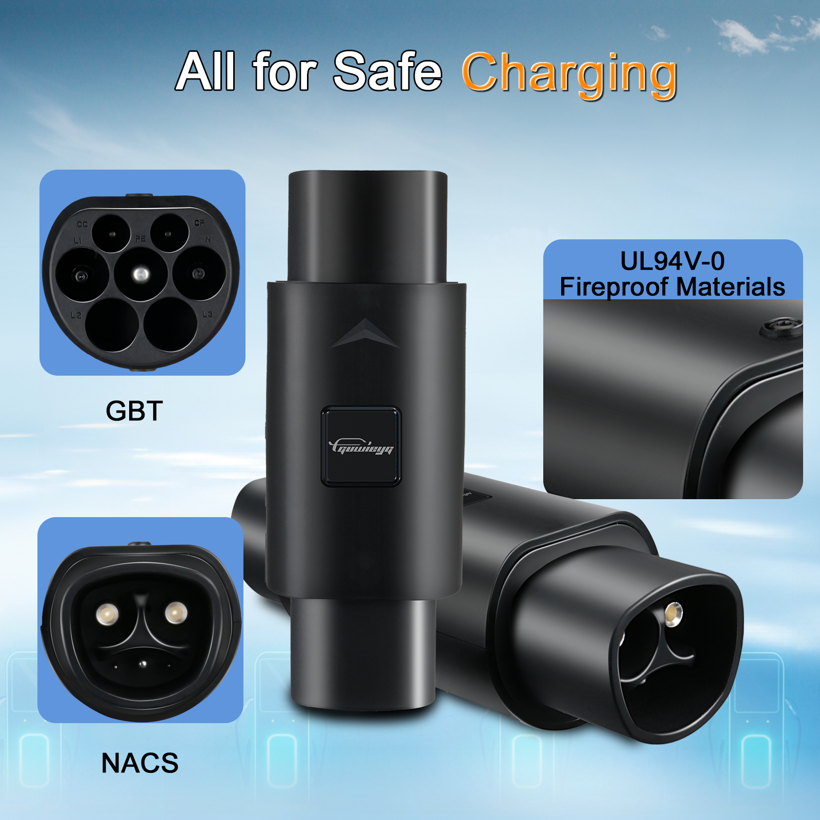 Adaptador guwayyg ev 32a para tesla para gbt evse adaptador 250v conector de carregamento adequado com todos os carros padrão gbt