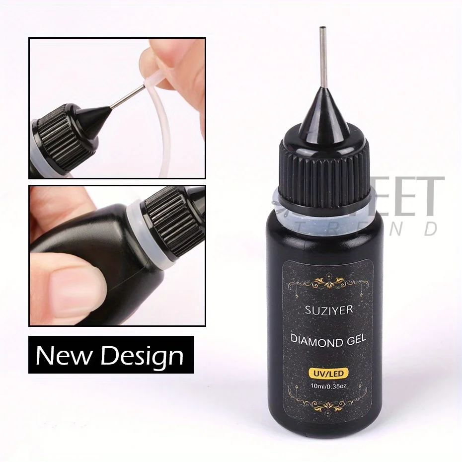 10ml Klej samoprzylepny do paznokci z kryształkami do dekoracji 3D DIY Super mocne zdobienia paznokci Kryształowe klejnoty Biżuteria Żel do uszczelniania krawędzi