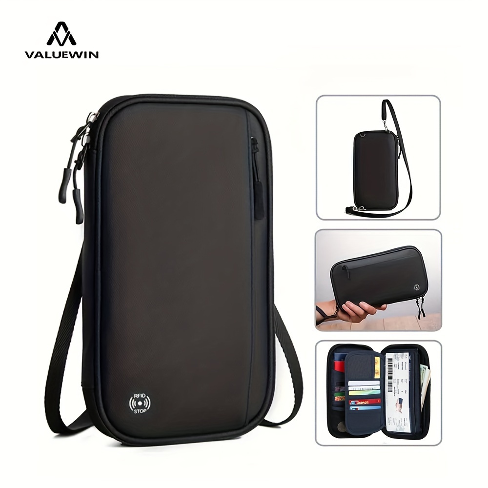 Carteira de viagem titular do cartão de passaporte crossbody ombro organizador saco no exterior bilhete documento proteção capa pendurado pescoço bolsa