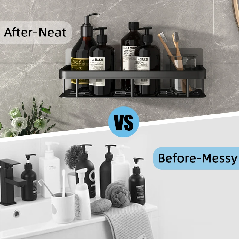 estante de baño aleación de aluminio estante de ducha accesorios de baño maquillaje almacenamiento de organizador sin perforación estante pared
