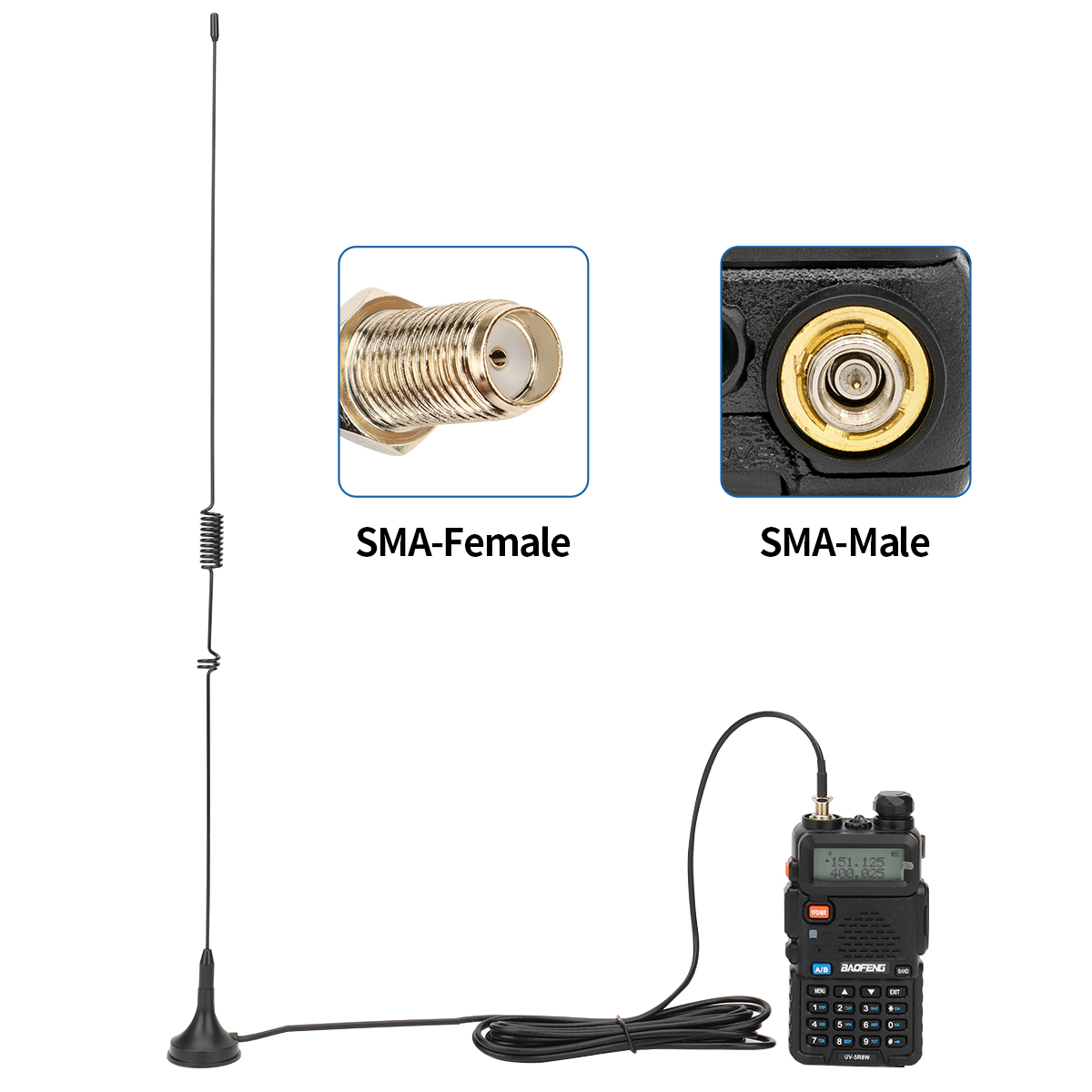 UT-106UV Walkie Talkie Car Antenna Magnetic SMA-Female On board Quansheng Antenna for Baofeng UV 5R K5 21 17 13 Ham Radio Access