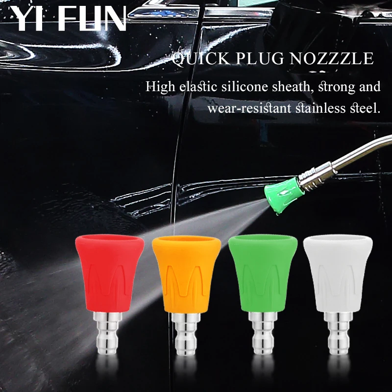 Car Wash Accessories Soft Rubber Sleeve Sector Nozzle Splash Proof  Stainless Steel Nozzle High Pressure Water Gun Nozzle