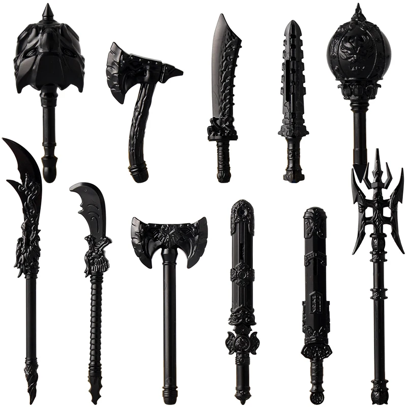 Medieval Figure Weapon Accessories Kit Building Blocks King Sword Lion King Shield Trident Battle Axe Double-edged Axe Brick Toy