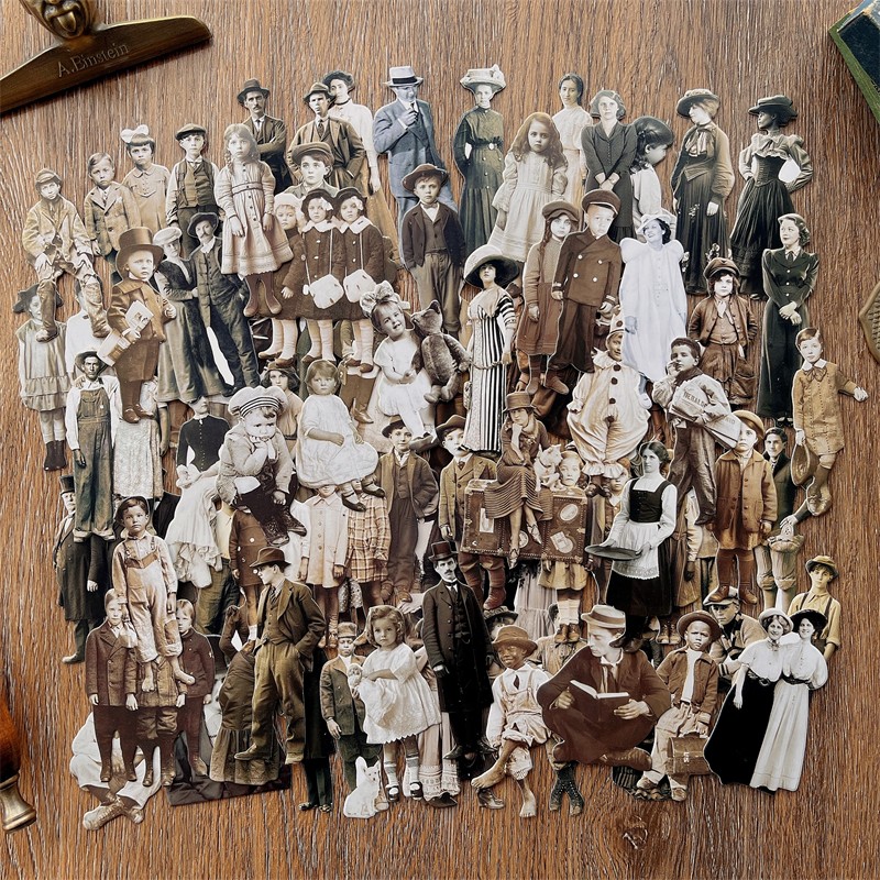 83PCS vintage Tent Decoration Collage Materials Portrait Photos Thick Card JunkJournal Retro Character Fragments