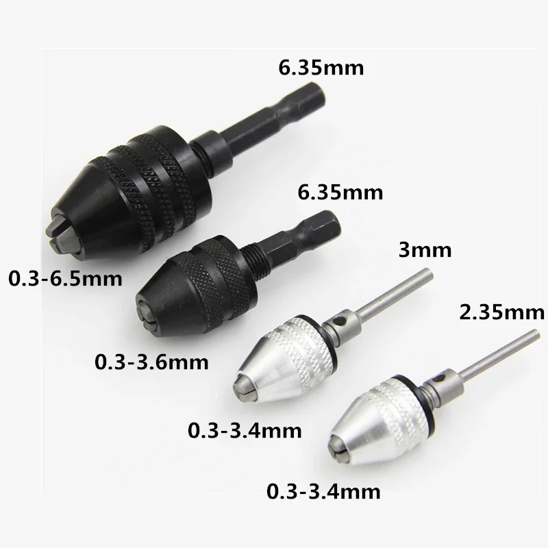 0.3-8mm 6.35mm 1PC Quick Change  Keyless Drill Chuck Screwdriver Impact Driver Adaptor Hex Shank Drills Grinder Converter