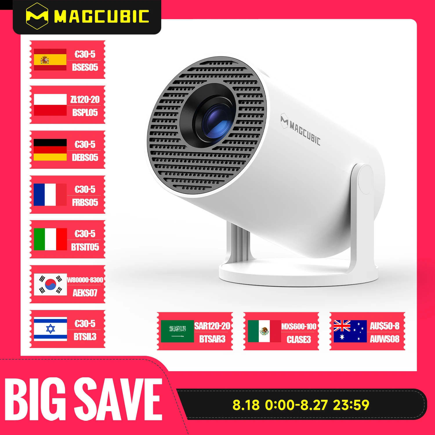 Magcubic-Projektor HY300 Pro 4K Android 11 Dual Wifi6 260ANSI Allwinner H713 BT5.0 1080P 1280*720P Heimkino-Außenprojektor