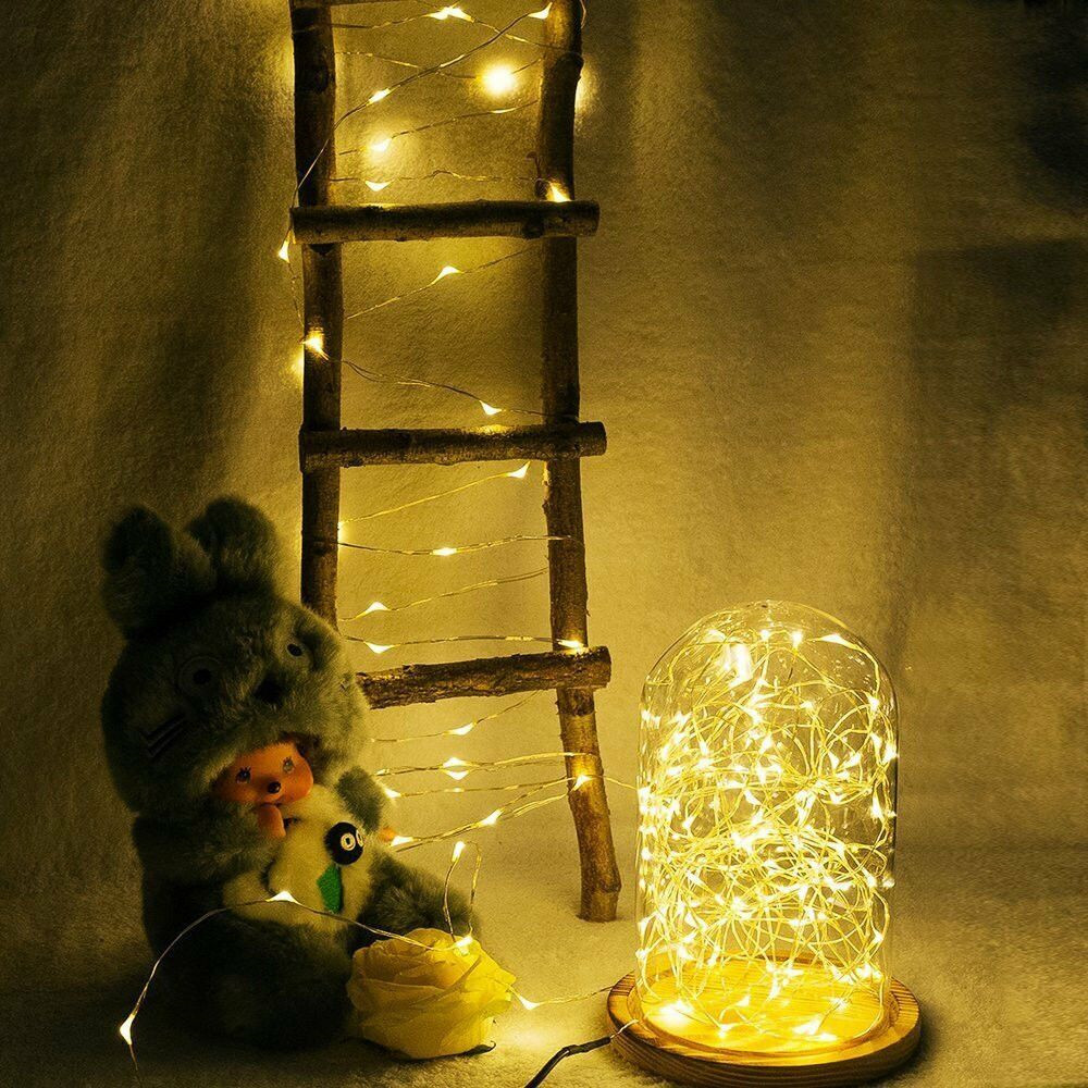 Małe mikro 20-100 bajkowe oświetlenie LED String bateria miedziany drut srebrny Xmas Party