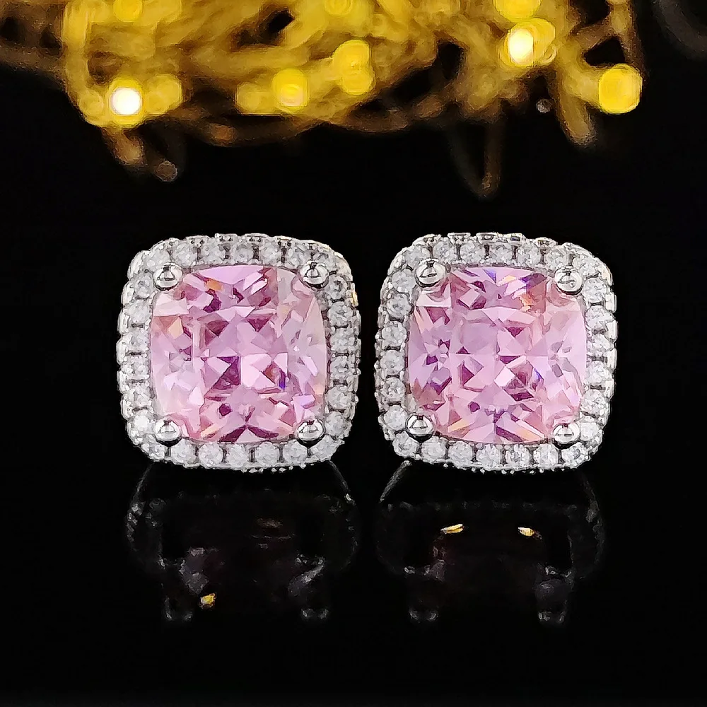 14 Anting Modis Gaya Pink AAA Zirkon 925 Perak Murni Korea Menggantung Anting-Anting Gantung Hati Panjang untuk Hadiah Pesta Wanita Perhiasan