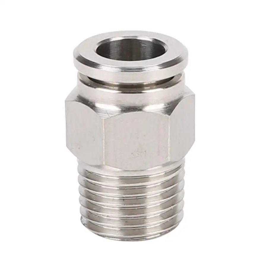 1/8 "1/4" 3/8 "1/2" 3/4 "BSP NPT femelle mâle pneumatique mamelon coude 304 inoxydable Push In connecteur rapide libération raccord d'air