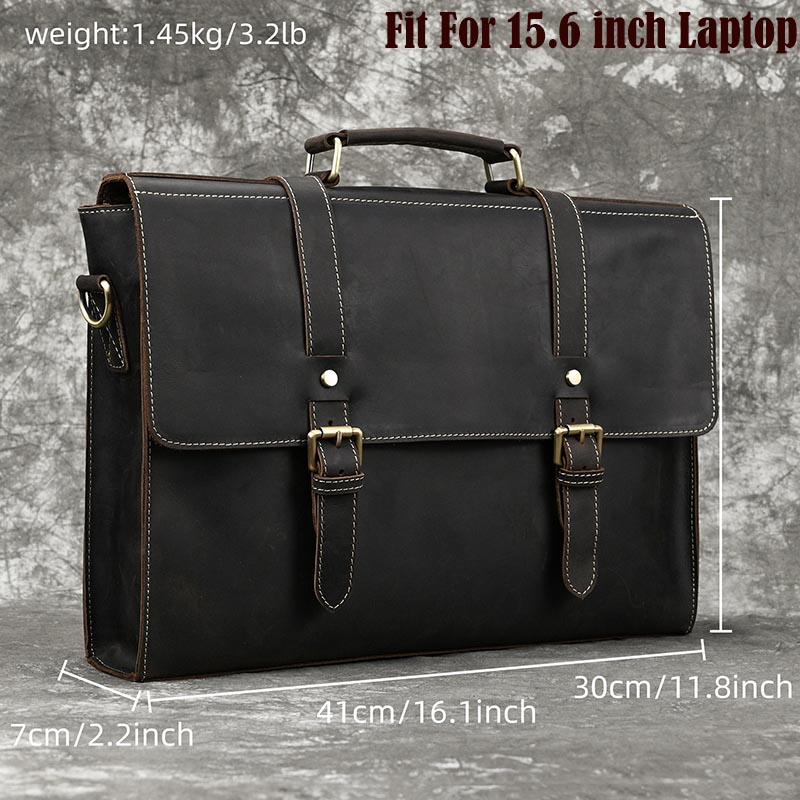 Luufan Crazy horse Echtes Leder Männer Aktentasche Fit 16 "Laptop Business Handtasche Arbeit Tote Vintage Rinds Männlichen Big Schulter tasche