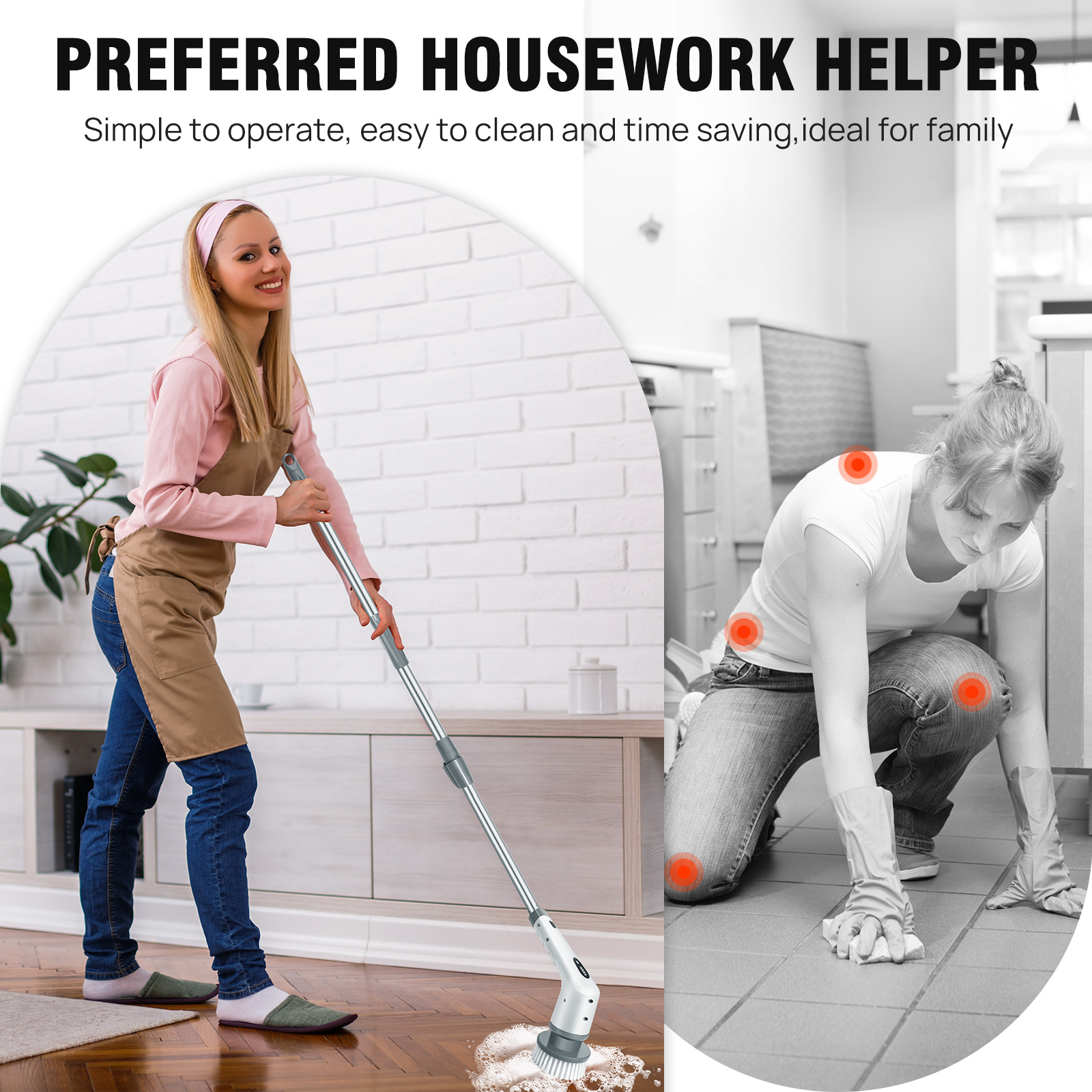 DayPlus Electric Cleaning Brush 10 in 1 Electric Spin Scrubber Cordless Handheld Floor Scrubber Shower Cleaner Bathroom Cleaner