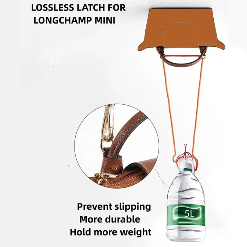 1 Juego de correas de bolso para Longchamp Mini sin perforaciones, conjunto de correas de hombro de cuero genuino, correa cruzada de transformación, accesorios para bolso