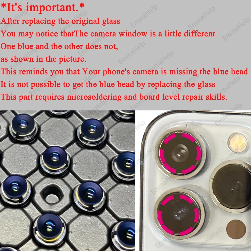 EmmaHelp 5set Original Sapphire Back Camera Glass Lens for iPhone 15 14 13 12 Pro Max 15Plus X XS XR