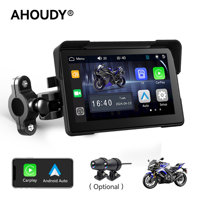 AHOUDY 5 дюймов мотоциклетный навигационный портативный экран беспроводной Carplay Android Auto IP67 Bluetooth 5G WIFI модуль