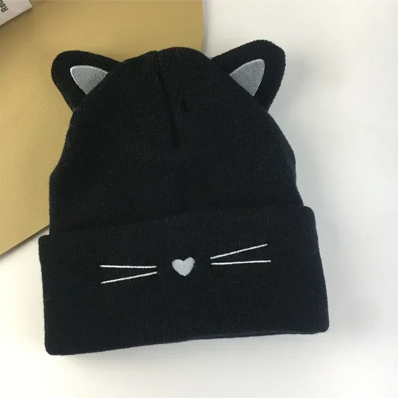 Gorro de otoño e invierno para niños pequeños, gorro de gato con animales encantadores de estilo europeo para niños pequeños y niñas, gorro elástico cálido para bebés de 1 a 5 años