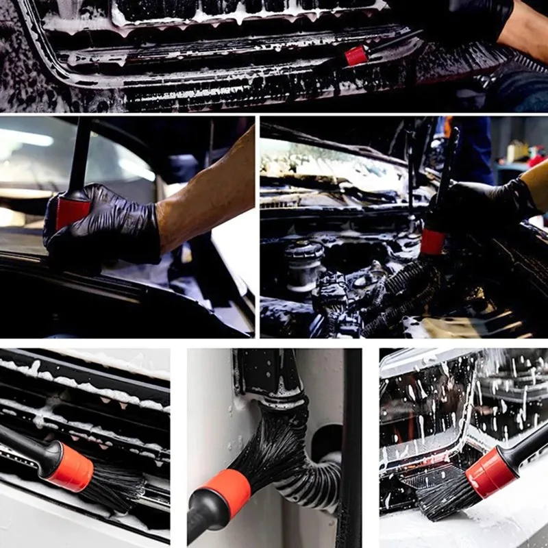 Kit de cepillos de limpieza para coche, cepillos para detalles de coche, cepillos para polvo para Interior de coche, juego de cepillos para llantas, herramientas de cepillo de limpieza, 5 uds.