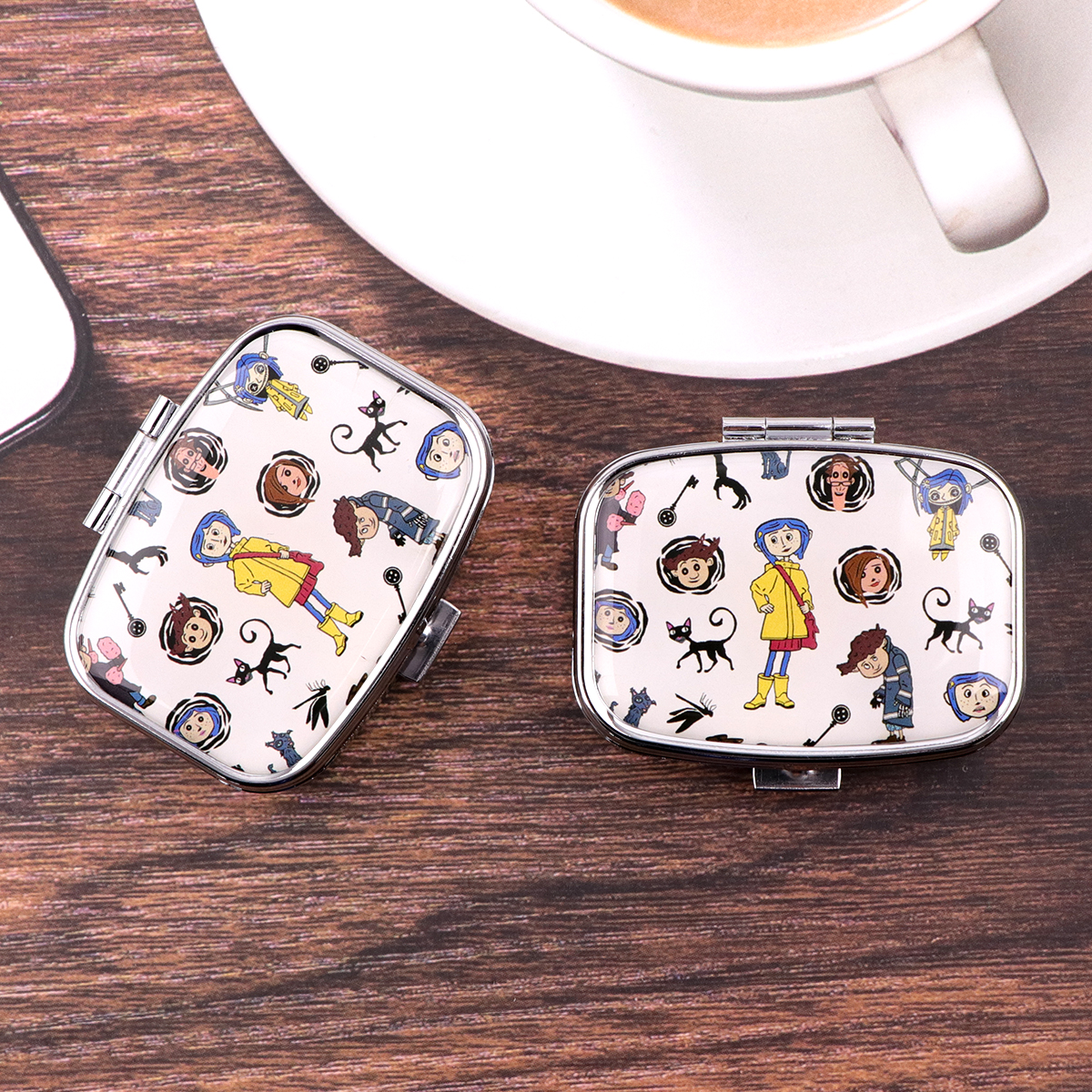 Movie Umbrella Pill Box Divided Metal Square Cartoon Anime Pill Box Travel Portable Medicine Case Small Pill Container Case Box