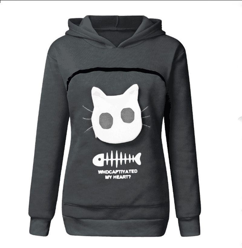 S-3XL amantes do gato moletom com capuz canguru cão pet pata dropshipping pullovers abraço bolsa bolso de peixe moletom com capuz