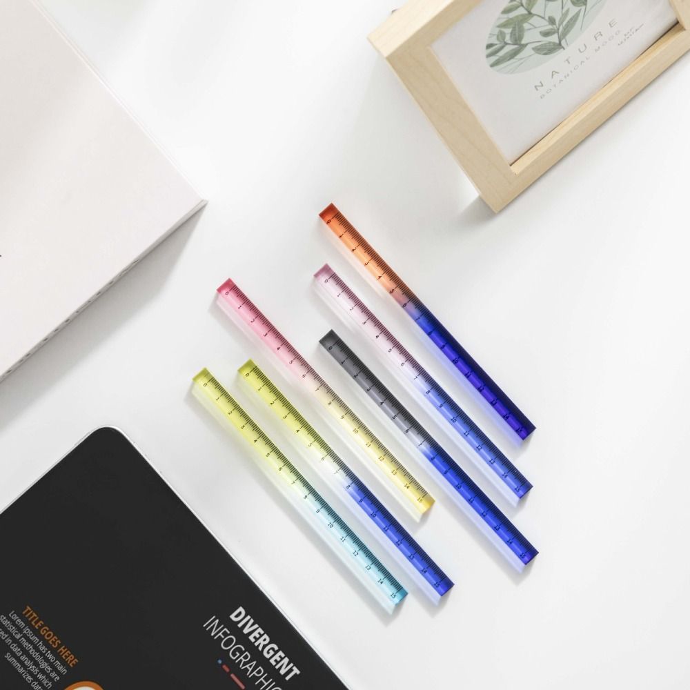 Градиентные прямые линейки, милые школьные офисные принадлежности, инструменты для рисования