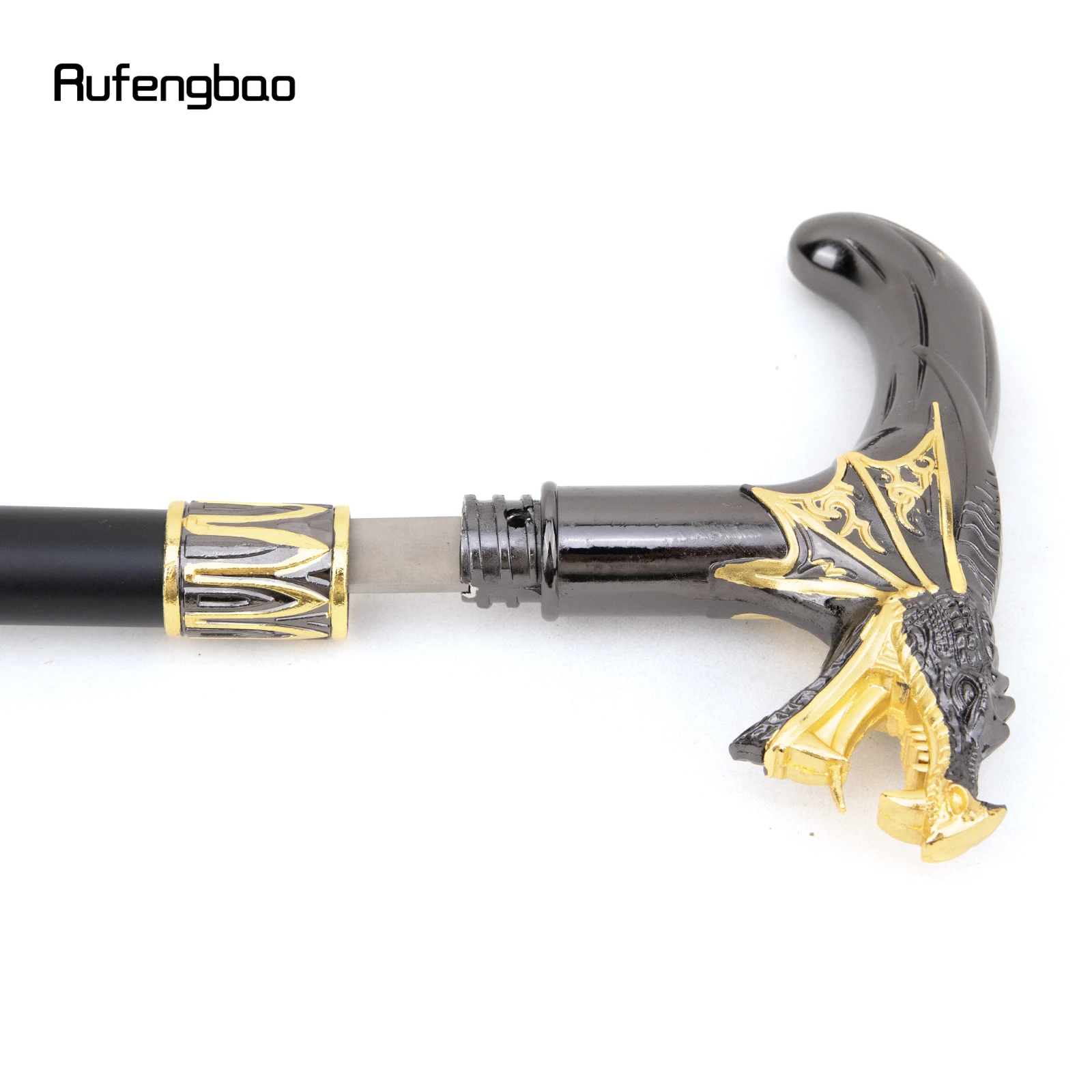 Goldener schwarzer Drachenkopf Gehstock mit versteckter Platte Selbstverteidigung Mode Rohr platte Cosplay Crosier Stick 93cm
