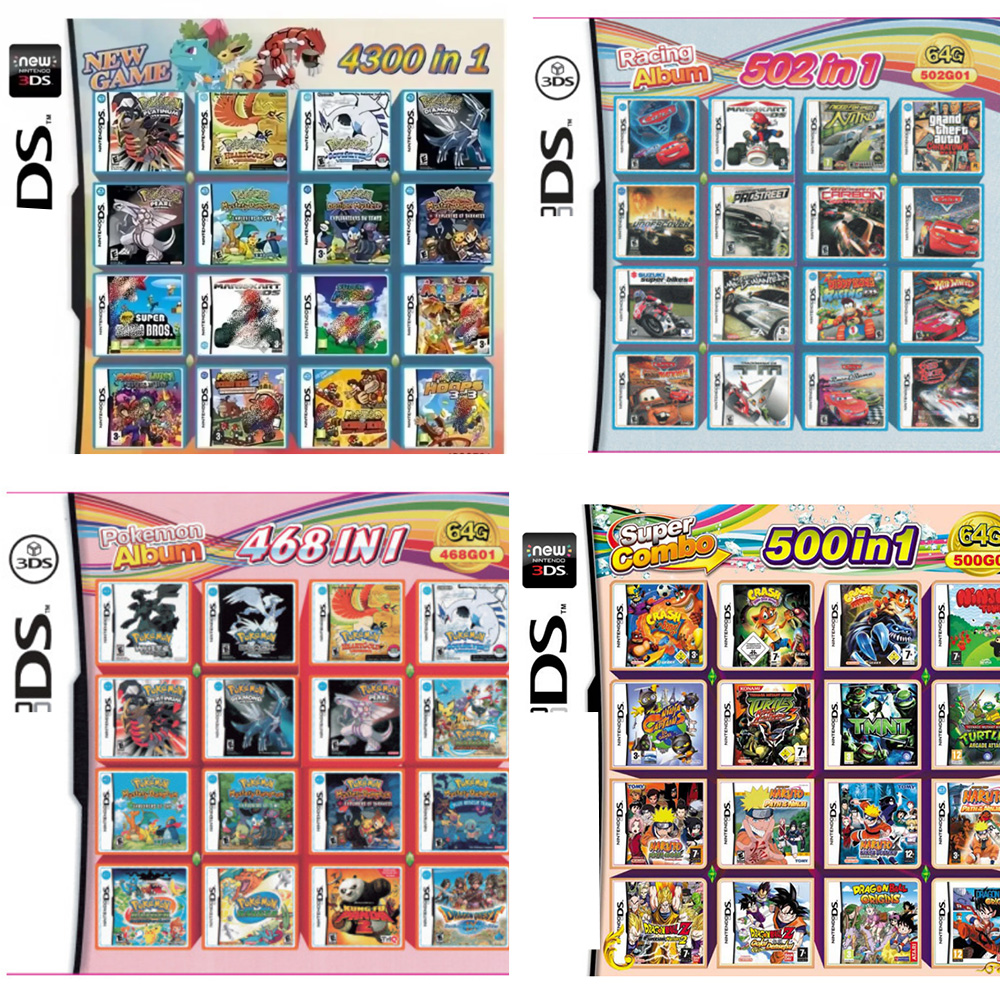 Hoge Kwaliteit 4300 IN 1 NDS-kaart Tape 23 IN 1 3DS NDS Game Card Combo Card MEGA MAN 39IN1 64 IN 1 Blote Kaart Engels Taal