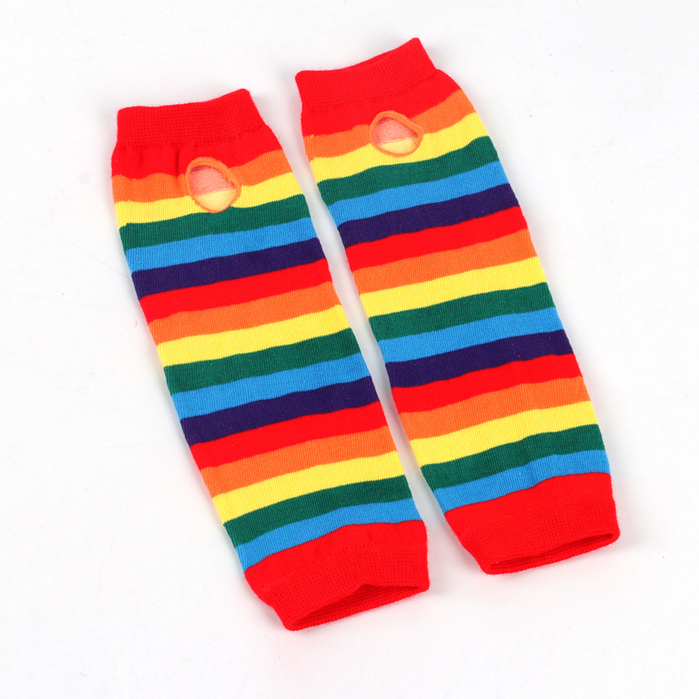 Regenbogen Langarm Frau Winter Armstulpen Stricken Manschetten Handschuhe Bunte Gestreifte Ärmel Urlaub Party Arm Abdeckung Cosplay Handschuhe