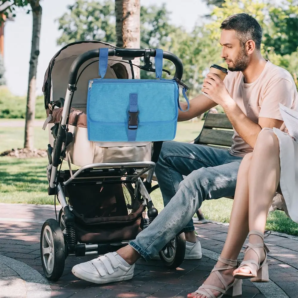 Almofada portátil para troca de fraldas, almofada portátil para troca de fraldas com bolsos, kit de estação para troca de fraldas de viagem à prova d'água, presentes para bebês