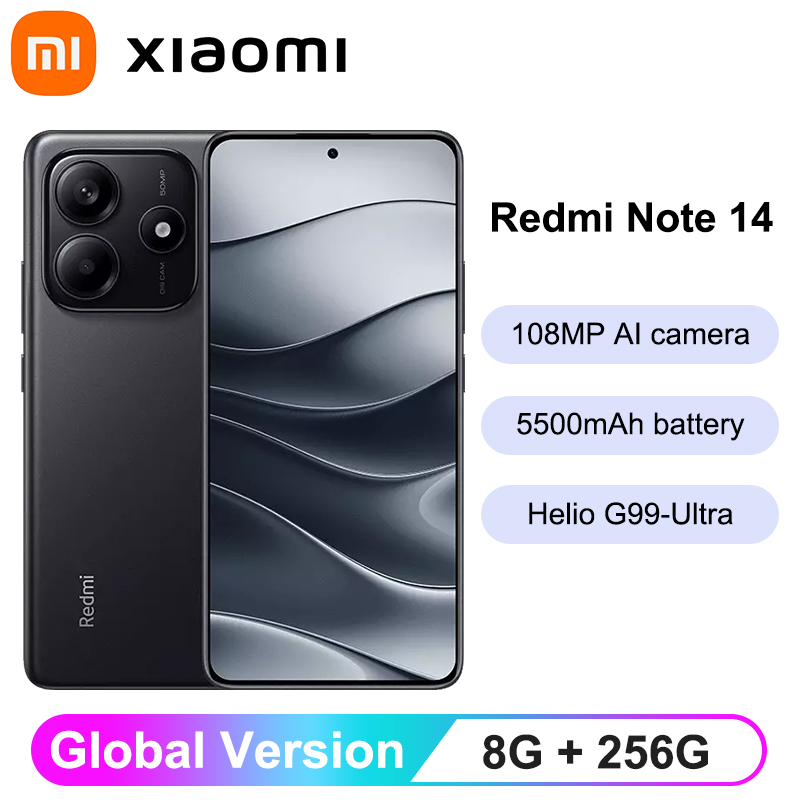 UK Version Xiaomi Redmi Note 14 4G Smartphone Helio G99-Ultra 6.67'' AMOLED Display 120Hz108MP AI Camera 5500mAh Battery NFC