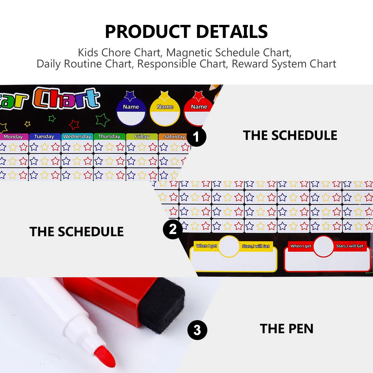  Magnetic Fridge Reward Chart Responsibility Daily Weekly Planner Award Table Routine Schedule Rubber System Child