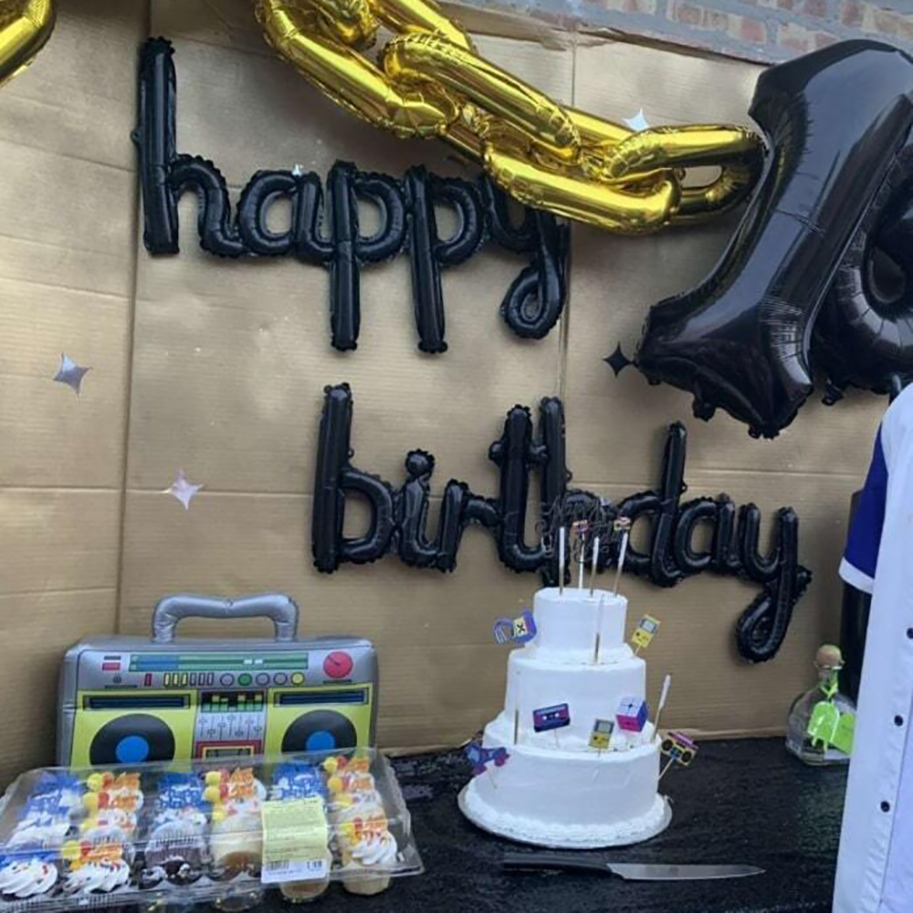 2 개/대 생일 축하 풍선 핑크 보라색 알루미늄 호일 풍선 생일 파티 장식 용품 홈 DIY 액세서리 소품